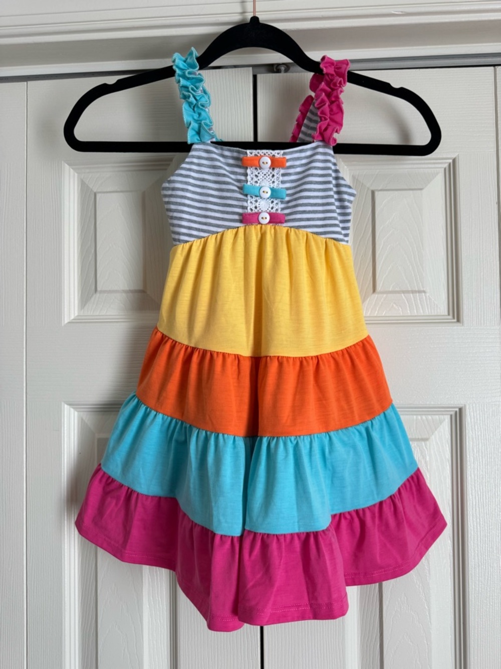 Jona Michelle Girls Multicolor Tiered Sundress with Ruffle Straps Dress Size 3T